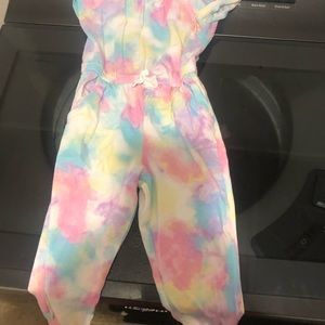 Girls wonder nation short sleeve tie dye jumpsuit
